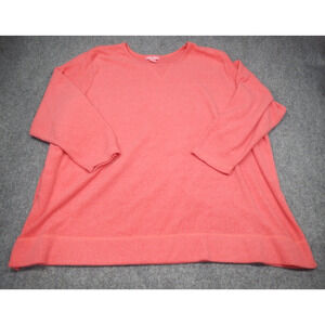 Woman Within Fleece Sweater Women's Plus Size 5X Solid Pink 3/4 Sleeve